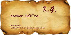 Kochan Géza névjegykártya